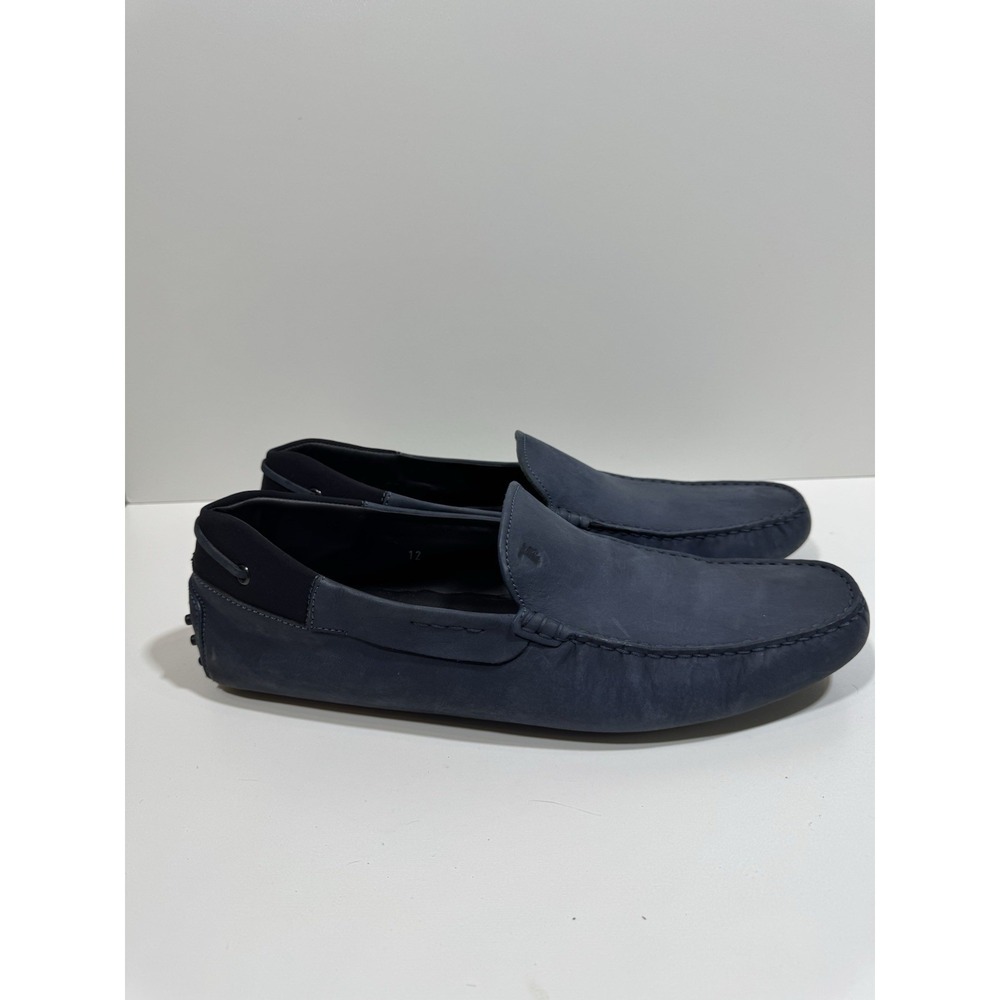 Tods Gommino Navy Blue Nubuck Leather Slip On Driving Shoes Moccasins Loafers 12